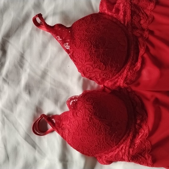 Marilyn Monroe Red Lace Babydoll Chemise Nighti Lingerie, Size: L - Picture 2 of 7